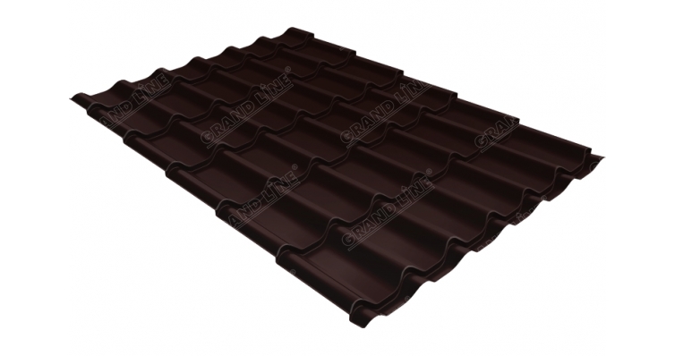 Металлочерепица классик Grand Line 0,5 Quarzit RAL 8017 шоколад