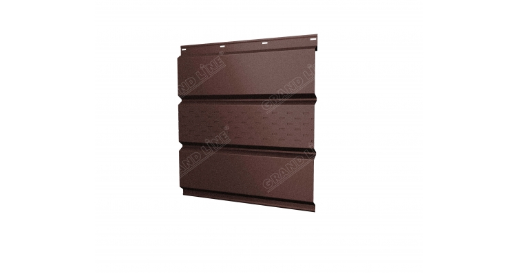 Софит металлический центральная перфорация 0,5 GreenCoat Pural Matt с пленкой RR 887 шоколадно-корич