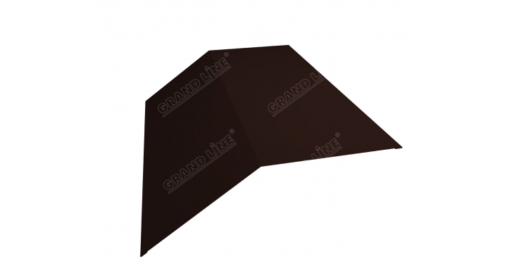 Планка конька плоского 190х190 0,5 GreenCoat Pural с пленкой RR 887 шоколадно-коричневый (RAL 8017 ш