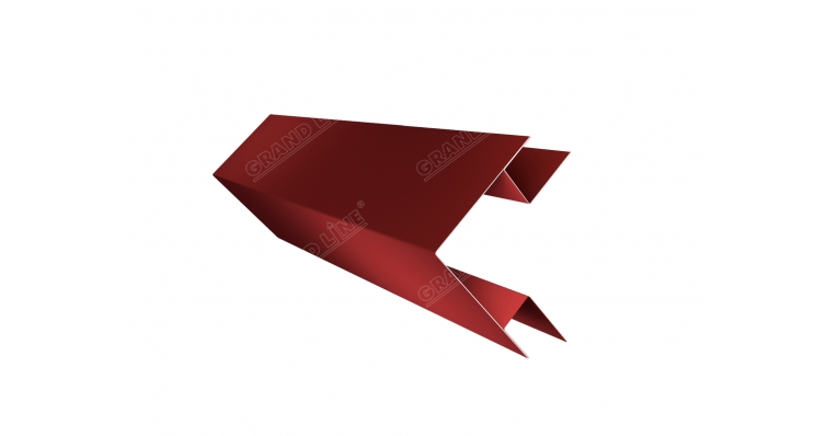 Угол внешний сложный 75х75 0,5 Satin с пленкой RAL 3009 оксидно-красный