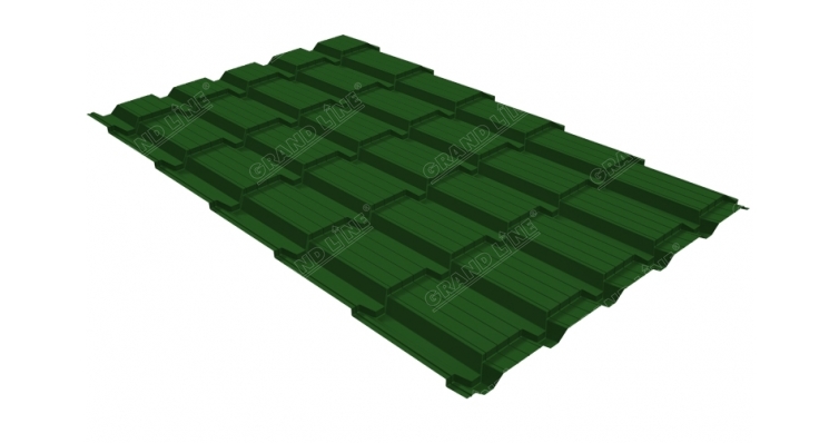 Металлочерепица квадро профи 0,5 Satin RAL 6002 лиственно-зеленый