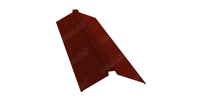 Планка конька плоского 115х30х115 0,5 GreenCoat Pural с пленкой RR 29 красный (RAL 3009 оксидно-крас