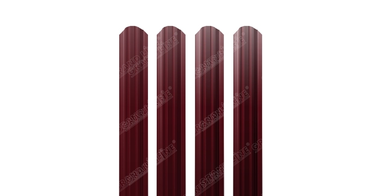 Штакетник Прямоугольный фигурный 0,45 PE-Doube RAL 3005 красное вино (1,5м)