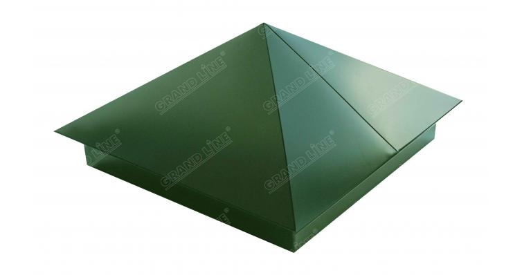 Колпак на столб 390х390мм 0,45 PE с пленкой RAL 6002 лиственно-зеленый
