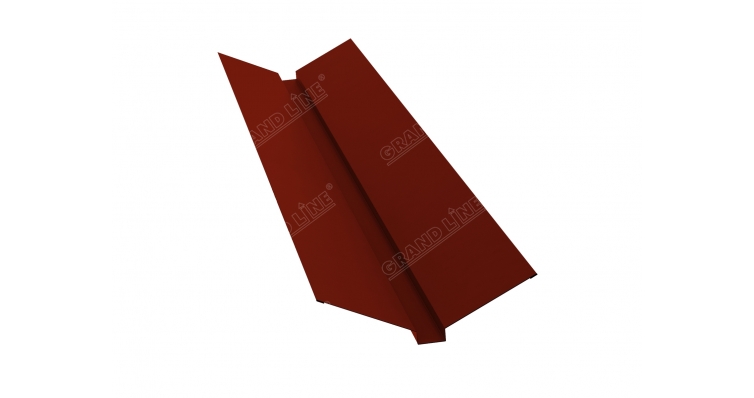 Планка ендовы верхней 115х30х115 0,5 GreenCoat Pural с пленкой RR 29 красный (RAL 3009 оксидно-красн