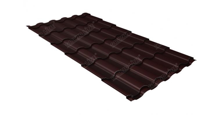Металлочерепица кредо Grand Line 0,5 Quarzit PRO Matt RAL 8017 шоколад