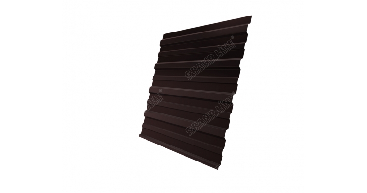 Профнастил С10A Grand Line 0,5 GreenCoat Pural Matt RR 887 шоколадно-коричневый (RAL 8017 шоколад)