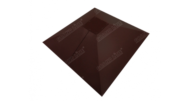 Колпак на столб под фонарь 390х390мм 0,5 GreenCoat Pural Matt с пленкой RR 887 шоколадно-коричневый 
