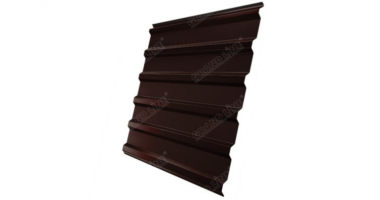 Профнастил С20R Grand Line 0,5 GreenCoat Pural Matt RR 887 шоколадно-коричневый (RAL 8017 шоколад)