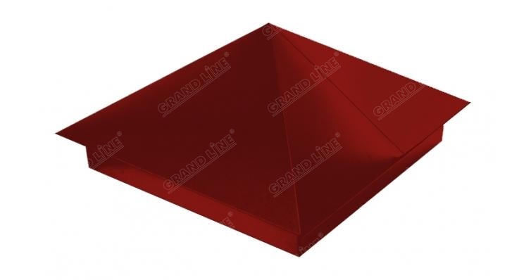 Колпак на столб 390х390мм 0,45 PE с пленкой RAL 3011 коричнево-красный