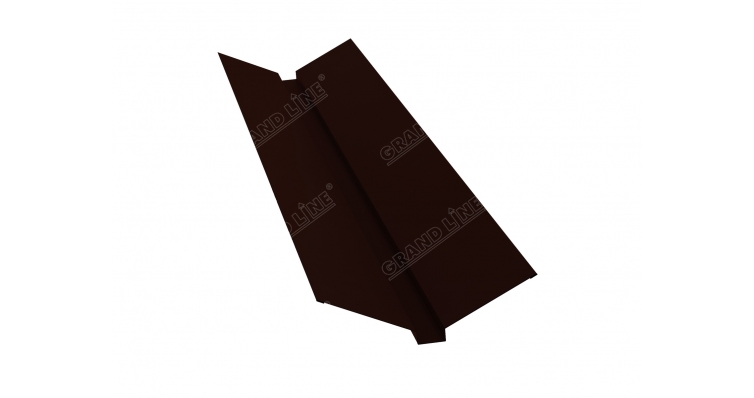 Планка ендовы верхней 115х30х115 0,5 GreenCoat Pural с пленкой RR 32 темно-коричневый (RAL 8019 серо