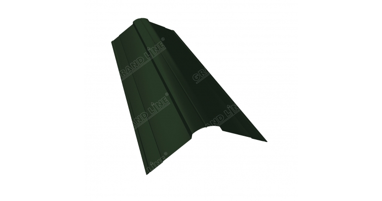 Планка конька фигурного 100x100 0,5 GreenСoat Pural RR 11 темно-зеленый (RAL 6020 хромовая зелень)