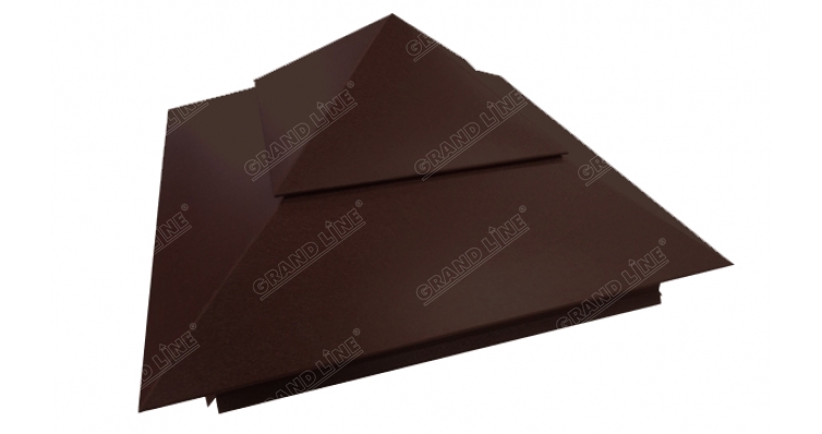 Колпак на столб двойной 390х390мм 0,5 GreenCoat Pural с пленкой RR 887 шоколадно-коричневый (RAL 801