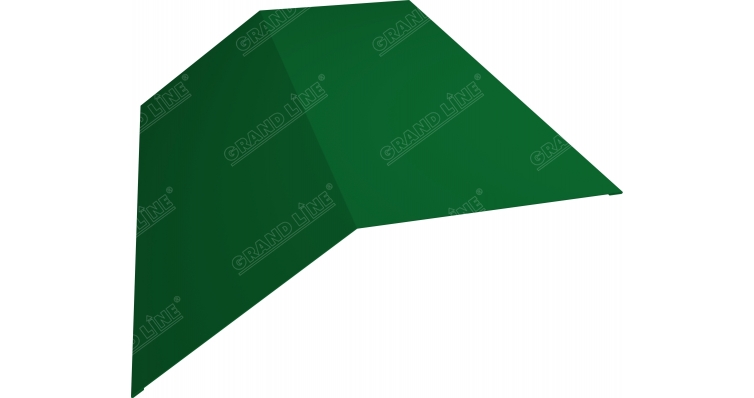 Планка конька плоского 190х190 0,5 Satin с пленкой RAL 6029 мятно-зеленый