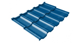 Металлочерепица модульная квинта Uno Grand Line c 3D резом 0,45 PE RAL 5005 сигнальный синий